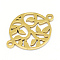 201 Stainless Steel Connector Charms, Flat Round with Leaf, Golden, 20x15x1mm, Hole: 1.5mm