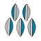 Transparent Resin & Wood Pendants, Leaf, Two Tone, Steel Blue, 52.2~52.7x21.5~22x3.4mm, Hole: 2mm