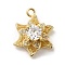 Rack Plating Brass Cubic Zirconia Pendants, Cadmium Free & Lead Free, Flower, Golden, 18.5x15.5x10mm, Hole: 1.8mm