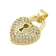 Сердце стойки обшивки латунь микро проложить Цирконом подвески KK-Z074-53G-2