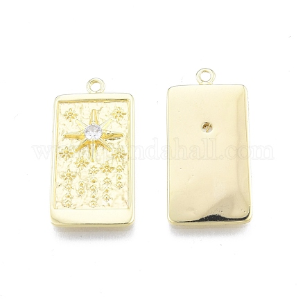 Латунные микропаве прозрачные подвески с фианитом KK-G432-18G-1