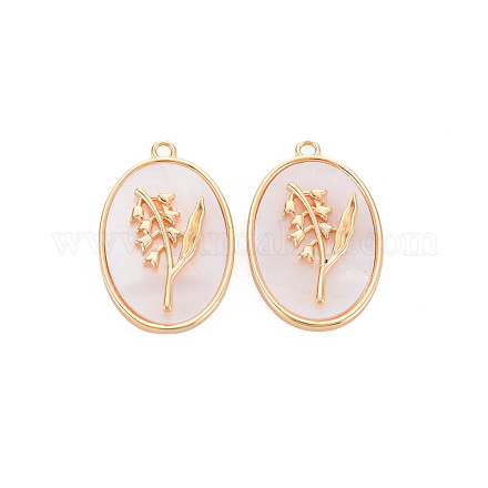 Подвески из латуни с цветочным принтом KK-S364-289-1