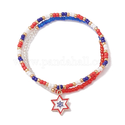 Эластичный браслет из стеклянных бусин BJEW-MZ00054-03-1