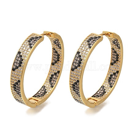 Серьги-кольца из латуни с микропаве из кубического циркония EJEW-H016-19G-1