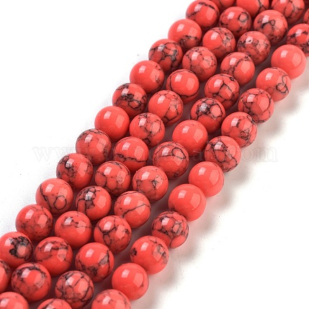 Окрашенные синтетической бирюзы шарика Gemstone пряди TURQ-R032-8mm-XSS18-1