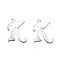 Non-Tarnish 304 Stainless Steel Letter Charms, Letter.K, Stainless Steel Color, 15x12x0.8mm, Hole: 1mm
