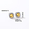 Elegant Zircon Square Stud Earrings for Women, Fashionable and Versatile, Square, Silver, Yellow, 9x9mm
