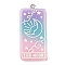 Gradient Color  Resin Tarot Card Pendants, Glitter Rectangle Charms with Platinum Plated Iron Loops, Colorful, 44x20x3mm, Hole: 2mm