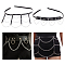2Pcs 2 Style Punk Style PU Leather Corset Belts, Zinc Alloy Chains Tassel Waist Belt for Women, Black, 39-3/8~44-1/8 inch(100~112cm), 1pc/style