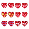Handmade Lampwork Beads, Mixed Colors, Heart, 19~20.5x20~21x11.5~13.5mm, Hole: 1.8~2.5mm, 6 colors, 2pcs/color