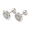 Flat Round Brass Micro Pave Clear Cubic Zirconia Cartilage Earrings, Platinum, 7.5x7.8mm