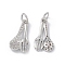 Rack Plating Eco-friendly Brass Micro Pave Clear Cubic Zirconia Tableware Pendants, Long-Lasting Plated, Lead Free & Cadmium Free, with Jump Ring, Spoon & Fork Charm, Platinum, 17x9x3mm, Hole: 3mm