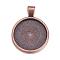Flat Round Alloy Pendant Cabochon Settings, Cadmium Free & Lead Free, Plain Edge Bezel Cups, DIY Findings for Jewelry Making, Red Copper, Cadmium Free & Lead Free, Tray: 24.5mm, 37x28x6.5mm, Hole: 6x4mm
