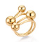 Adjustable 304 Stainless Steel Cuff Rings, Round Ball, Ion Plating(IP), Real 18K Gold Plated, 26~36mm, Inner Diameter: 18mm
