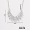Stylish and Cute Petal Brass Clear Cubic Zirconia Pendant Necklace with Cable Chain for Women Girl, Platinum, 15.75 inch(40cm)