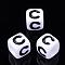 Letter Acrylic Beads, Cube, White, Letter C, Size: about 7mm wide, 7mm long, 7mm high, hole: 3.5mm, about 2000pcs/500g