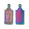 Ion Plating(IP) 304 Stainless Steel Pendants, Arch with Virgin Pattern Charms, Rainbow Color, 29x12x2mm, Hole: 1.8mm