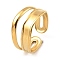 304 Stainless Steel Open Cuff Rings, Double Lines, Real 18K Gold Plated, US Size 6 3/4(17.1mm)
