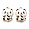 Eco-Friendly Alloy Enamel Pendants, Cadmium Free & Lead Free & Nickel Free, Panda Shape, Light Gold, White, 21x15x4mm, Hole: 1.8mm