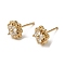 Brass Micro Pave Cubic Zirconia Stud Earring, Flower, Light Gold, 9x9mm