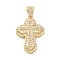 Brass Micro Pave Cubic Zirconia Pendants, Cadmium Free & Lead Free, Cross Charms, Real 16K Gold Plated, 29x19.5x4.5mm, Hole: 5x3.5mm