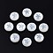 Natural Freshwater Shell Beads, with Brass Metal Embellishments, Flat Round with Star, Platinum, 8x4~5mm, Hole: 0.6mm