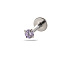 G23 Titanium Alloy Cubic Zirconia 17 Gauge Flat Round Threadless Labrets, Piercing Jewelry for Women Men, Stainless Steel Color, Lilac, 8x2.5mm, Pin: 1.2mm
