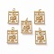 Natural Shell Pendants, with Brass Findings, Rectangle with Eye & Moon & Star, Golden, 24.5x16.5x4.5mm, Jump Ring: 5.5x1mm, Hole: 3.5mm