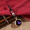 Luminous Brass & Lampwork Twelve Zodiac Turning Pendant Decorations, Glow in the Dark, Good Luck Hand-woven Rope Hanging Ornament, Cattle, 10cm