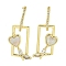 Heart with Butterfly Brass Clear Cubic Zirconia Stud Earrings, with Shell, Lead Free & Cadmium Freeree, Real 18K Gold Plated, 23x13mm