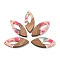 Resin and Walnut Pendants, Horse Eye, Deep Pink, 38x15.5x3mm, Hole: 2mm, Inner Diameter: 16mm