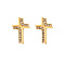 Cross Stainless Steel Crystal Rhinestone Stud Earrings for Women, Golden