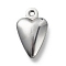 Non-Tarnish 304 Stainless Steel Pendants, Heart Charms, Stainless Steel Color, 18.1x10.7x4.4mm, Hole: 1.4mm