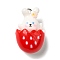 Cute Opaque Resin Pendants, Animal Charms with Platinum Plated Iron Loops, Rabbit, 24.5x16x13mm, Hole: 1.5mm