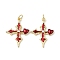 Brass Micro Pave Cubic Zirconia Pendants with Enamel, Cross with Heart, Rack Plating, Long-Lasting Plated, Lead Free & Cadmium Free, with Jump Ring, Real 18K Gold Plated, 25.5x19.5x3mm, Hole: 3.2mm