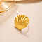 304 Stainless Steel Adjustable Open Cuff Rings, Shell Shape, Real 18K Gold Plated, Shell Shape: 27.5x33.5mm, Inner Diameter: Adjustable