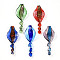Handmade Gold Sand Lampwork Big Pendants, Spiral Charms, Mixed Color, 66~73x25~26x11~12mm, Hole: 5~6mm