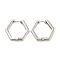 Brass Hoop Earrings, Hexagon, Platinum, 27.5x3mm