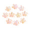 Baking Painted Transparent Glass Bead Caps, 5-Petal Flower, with Glitter Powder, Sandy Brown, 12~12.5x4.5~5mm, Hole: 1.2~1.4mm, about 1750pcs/1000g