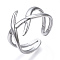 Non-Tarnish 304 Stainless Steel Wire Wrap Open Cuff Ring for Women, Stainless Steel Color, US Size 8 1/2(18.5mm)