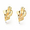 Brass Stud Earrings, Nickel Free, Wave, Real 18K Gold Plated, 21x14.5mm, Pin: 0.6mm