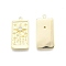 Brass Micro Pave Clear Cubic Zirconia Pendants, Cadmium Free & Nickel Free & Lead Free, Rectangle with Star, Real 18K Gold Plated, 27.3x13.7x3mm, Hole: 1.5mm