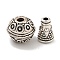 Tibetan Style Alloy 3 Hole Guru Beads, T-Drilled Beads, Teardrop, Antique Silver, 8x6mm, Hole: 6mm and 1.6mm