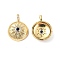 Brass Micro Pave Clear Cubic Zirconia Pendants, Cadmium Free & Nickel Free & Lead Free, with Glass, Flat Round with Sun Charms, Real 18K Gold Plated, 21.5x16.5x5mm, Hole: 2.3x3.6mm