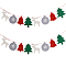 Christmas Cloth Flag Banners, Ball & Deer & Tree & Bell, with Needle and Rope, Mixed Color, Ball: 91x78x4mm, Hole: 3mm