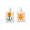 Seed Beads Beaded Charms, Rectangle with Sun & Flower Pendant, Orange, 18~19x10x1.7mm, Hole: 4.5mm, 2pcs/set
