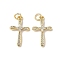 Brass Micro Pave Cubic Zirconia Pendants, with Jump Ring, Cross, Lead Free & Cadmium Free, Long-Lasting Plated, Real 18K Gold Plated, 19.5x12.5x2.5mm, Hole: 3mm