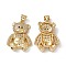 Brass Micro Pave Cubic Zirconia Pendants, Cadmium Free & Lead Free, Bear Charms, Real 18K Gold Plated, Clear, 24.5x18x4.5mm, Hole: 4x3mm