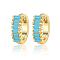Cubic Zirconia Hoop Earrings, 925 Sterling Silver Earrings for Women, with S925 Stamp, Real 18K Gold Plated, Deep Sky Blue, 10x3mm
