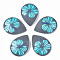3D Printed Acrylic Pendants, Teardrop with Flower Pattern, Dark Gray, 44x32.5x7mm, Hole: 1.6mm